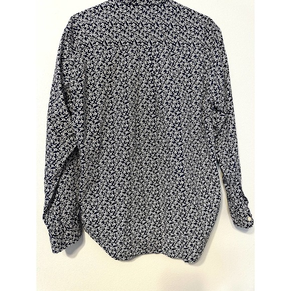 Lyle & Scott 100% Combed Cotton long sleeve button down navy Blue flowers size M - Picture 5 of 8